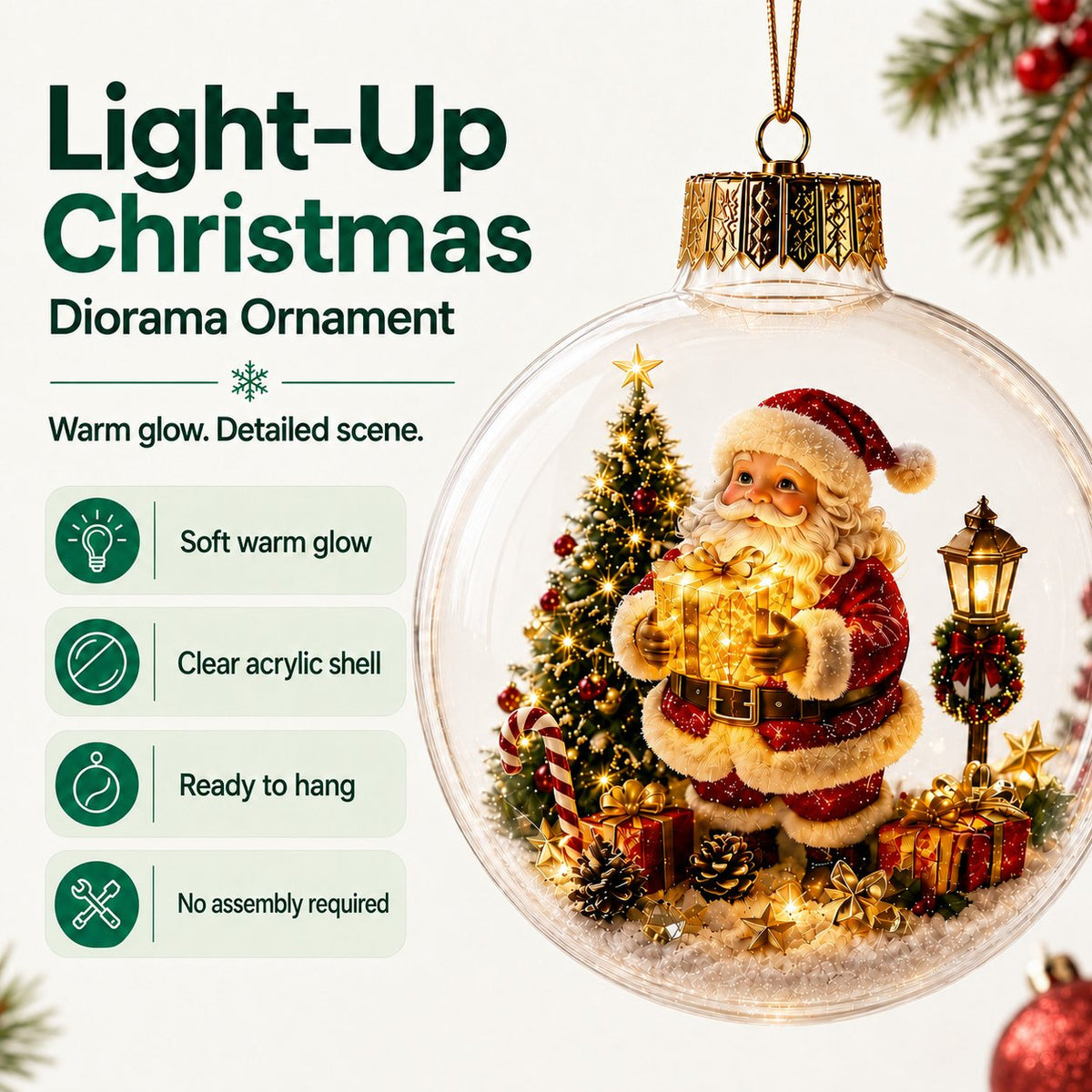 🎄🏆 Light-Up Christmas Diorama Ornament 🔥