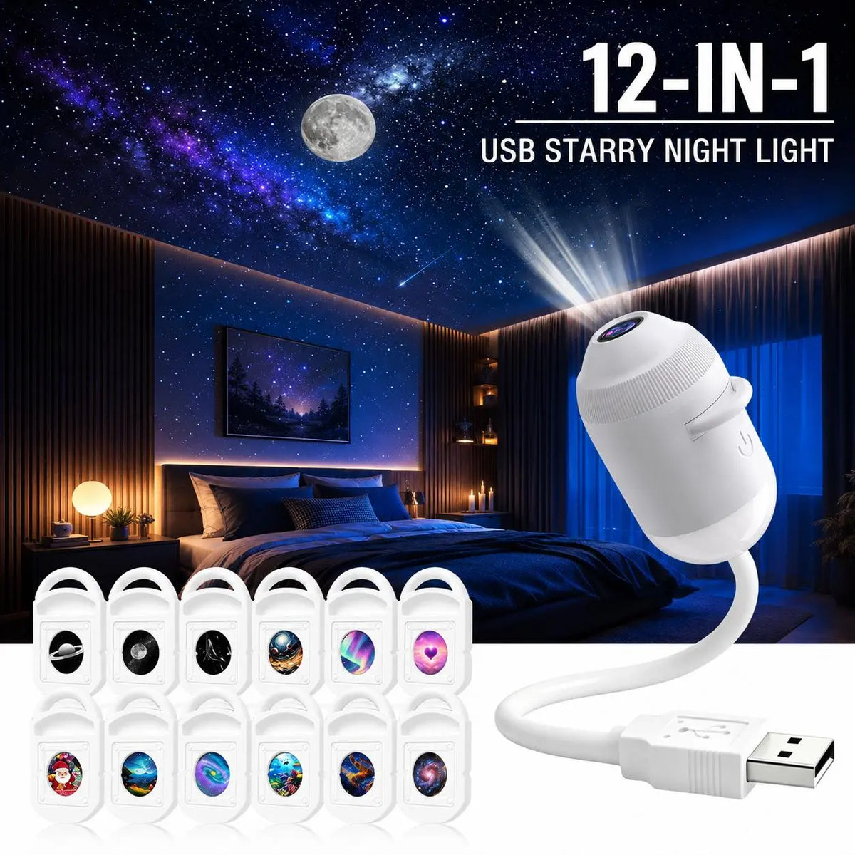 🔥🏆Plug-&-Play HD StarProjector - 24 Galaxy,Butterfly & Ocean Scenes