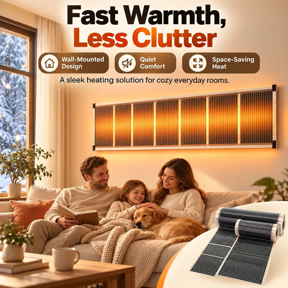 🏠🔥 2026 Upgraded Far-Infrared Ceramic Wall Heater – 3-S Rapid Heating, Energy Efficient,Low Noise & Quiet Comfort