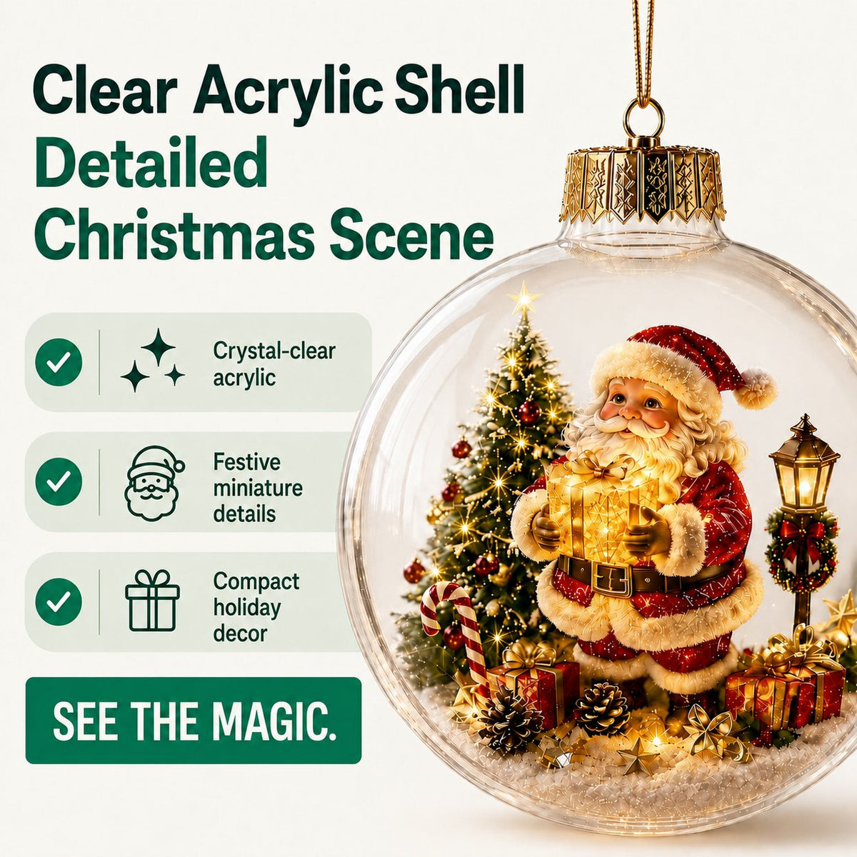 🎄🏆 Light-Up Christmas Diorama Ornament 🔥