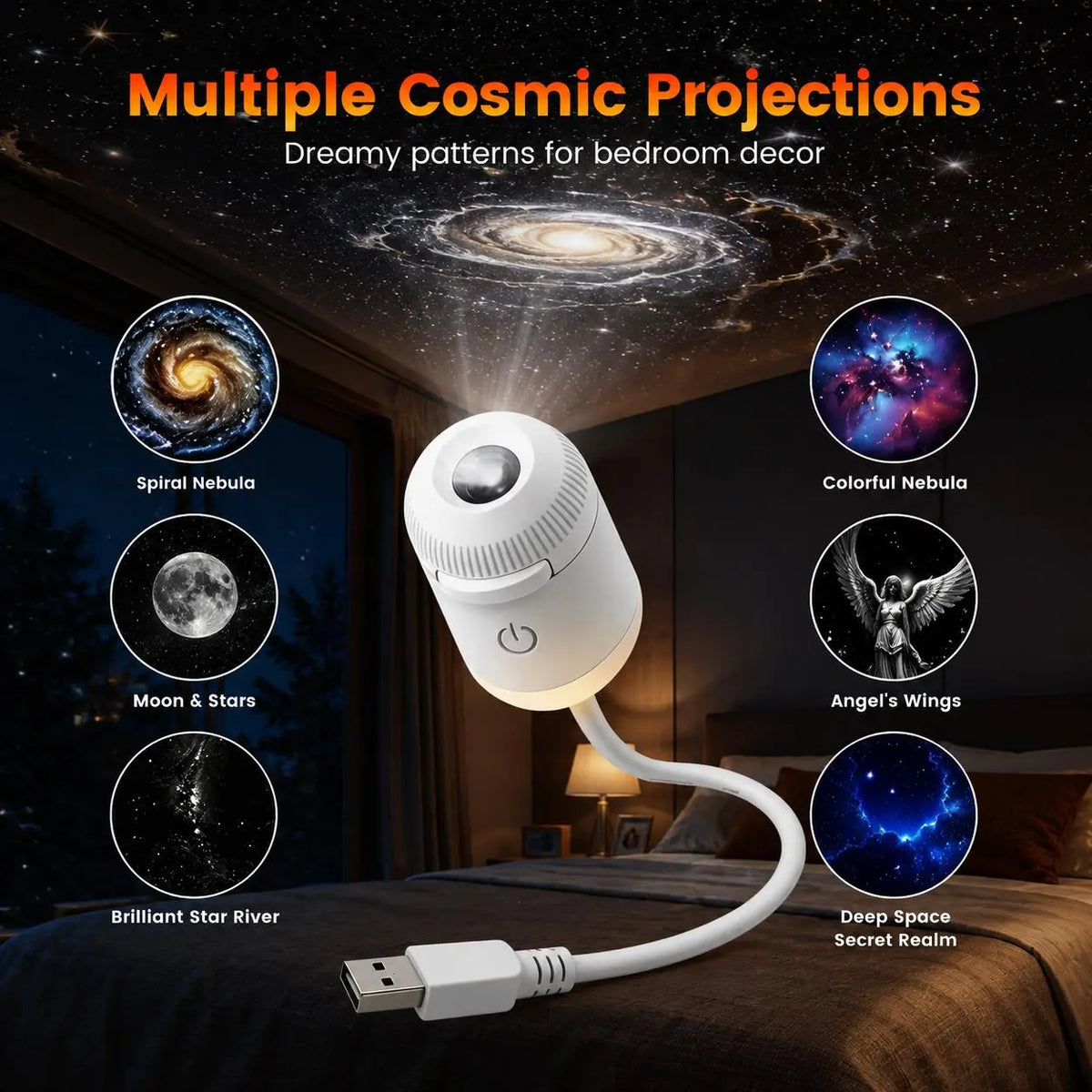 🔥🏆Plug-&-Play HD StarProjector - 24 Galaxy,Butterfly & Ocean Scenes