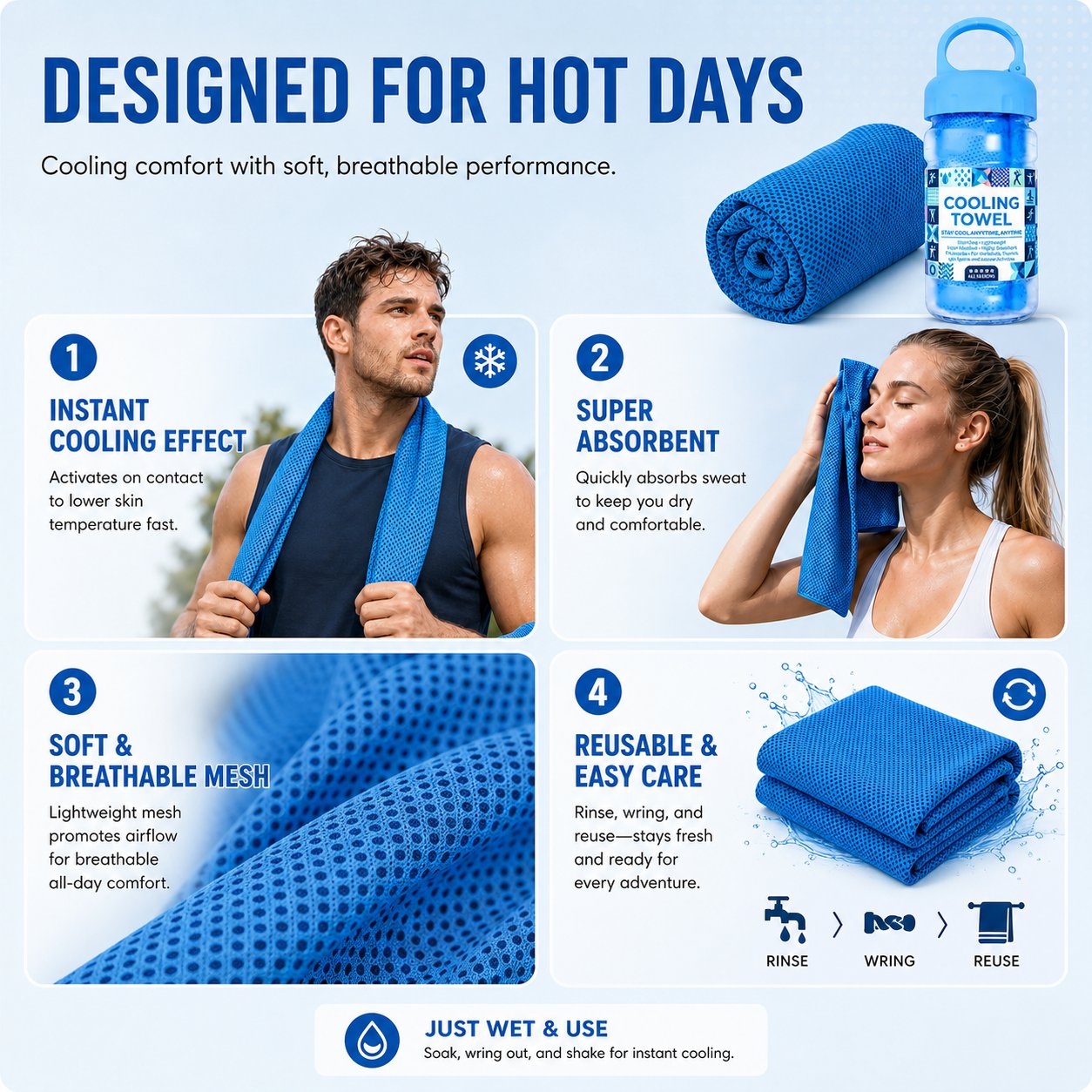 🔥LAST DAY 50% OFF - 🏃❄️Cold Sweat Towel You Can Use Anywhere, Anytime! Reusable Soft Absorbent Cooling Portable