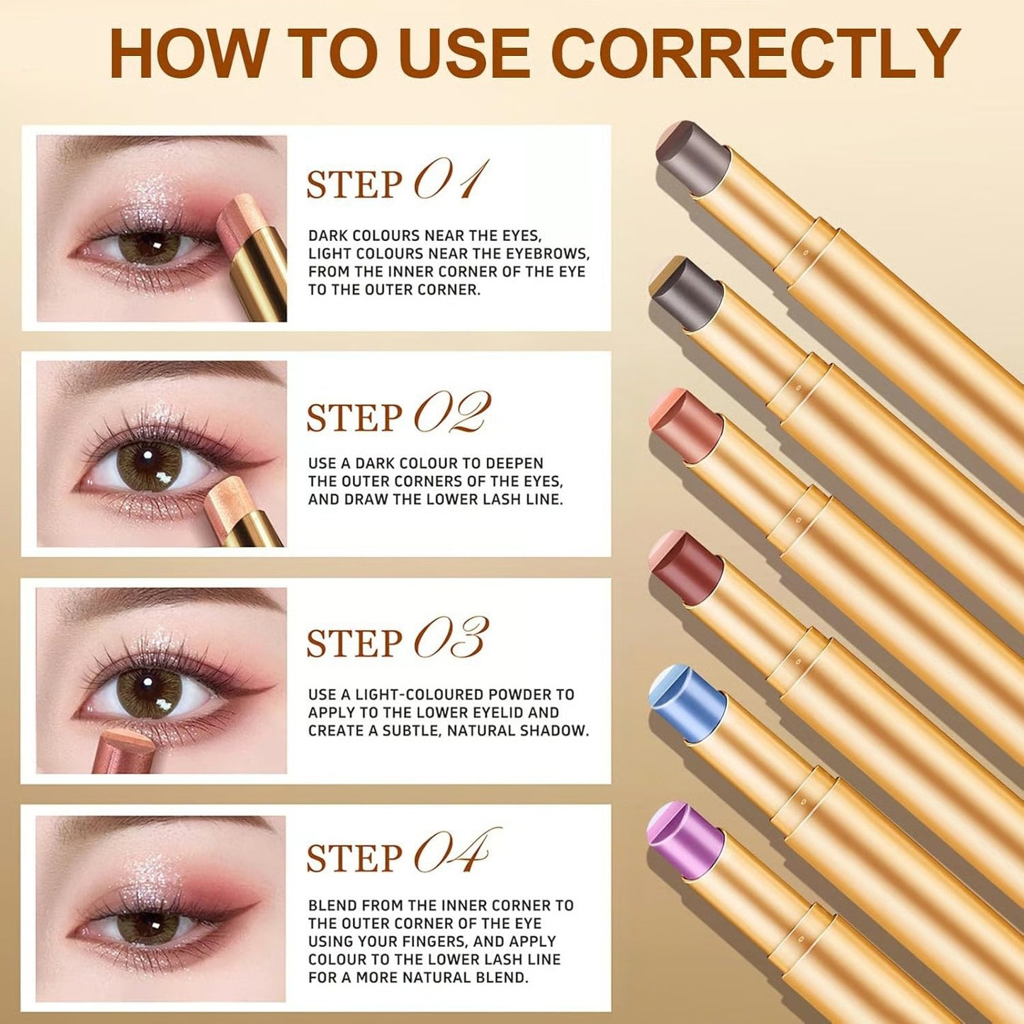 🔥LAST DAY SALE 49% OFF-✨3 Shade Cream Eyeshadow Stick | Smooth & Blendable