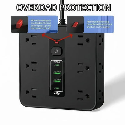 ⚡16-in-1 Power Strip with Switch & Surge Protection,ETL Listed Fireproof Power Strip