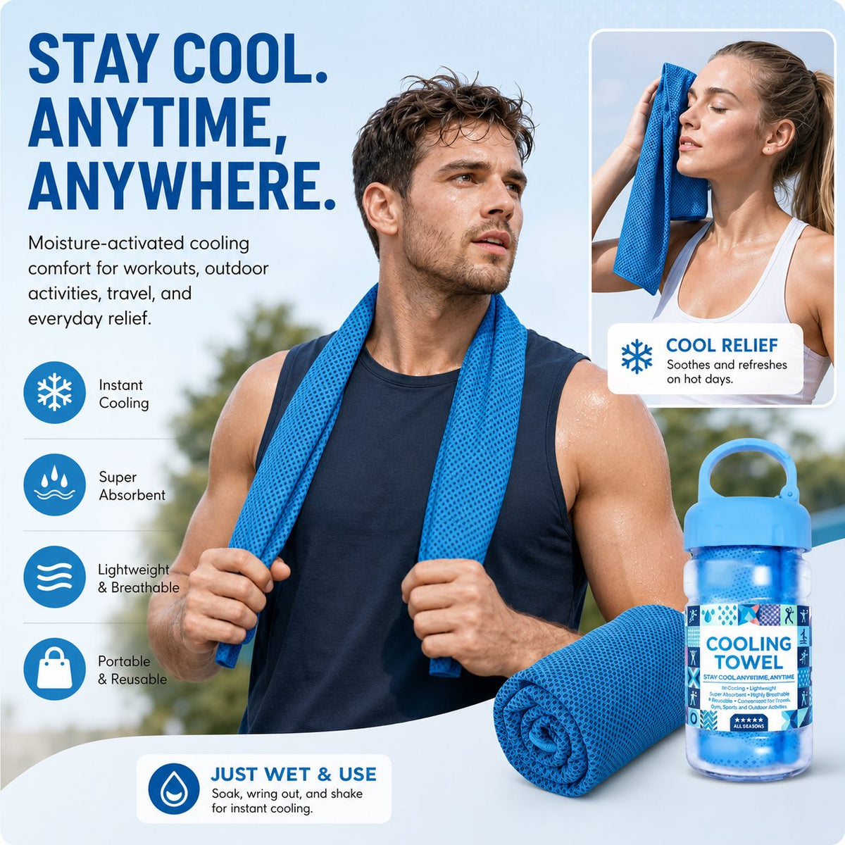 🔥LAST DAY 50% OFF - 🏃❄️Cold Sweat Towel You Can Use Anywhere, Anytime! Reusable Soft Absorbent Cooling Portable