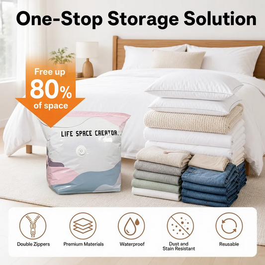 🥳2026 HOT SALE🥳💞50K+ SOLD! No‑Pump Vacuum Storage Bags – Press & seal, no pump needed. Saves 80% space, keeps clothes dry & dust‑free. Perfect for bulky bedding & off‑season gear. 🛏️🗄️