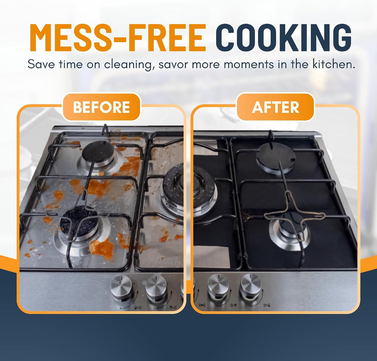 🔥🏆Reusable Gas Stove Burner Liners(Set of 4)
