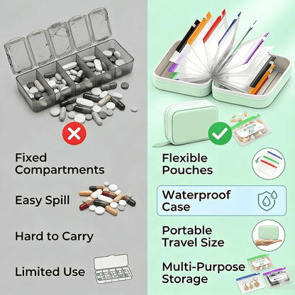 🔥🏆💊 Waterproof Pill Pouch Set – Large Weekly Travel Medicine Organizer