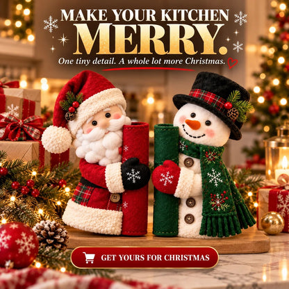 Christmas Santa & Snowman Refrigerator Handle Covers