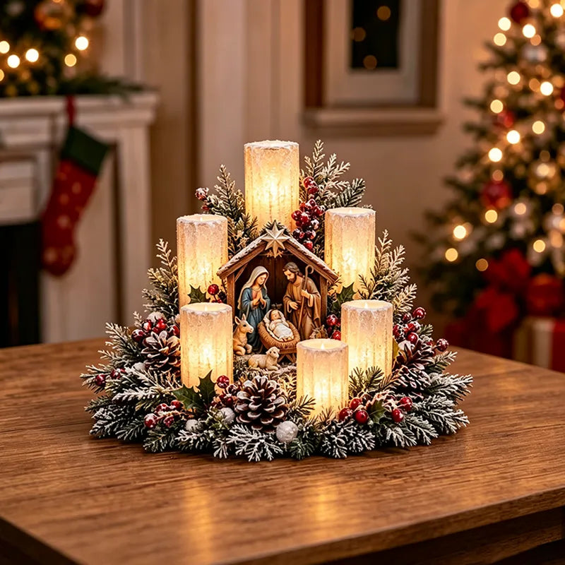 🌲🏆Christmas Lighted Centerpiece with Flameless Candle Glow