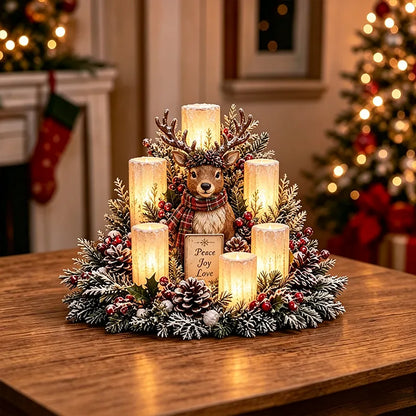 🌲🏆Christmas Lighted Centerpiece with Flameless Candle Glow