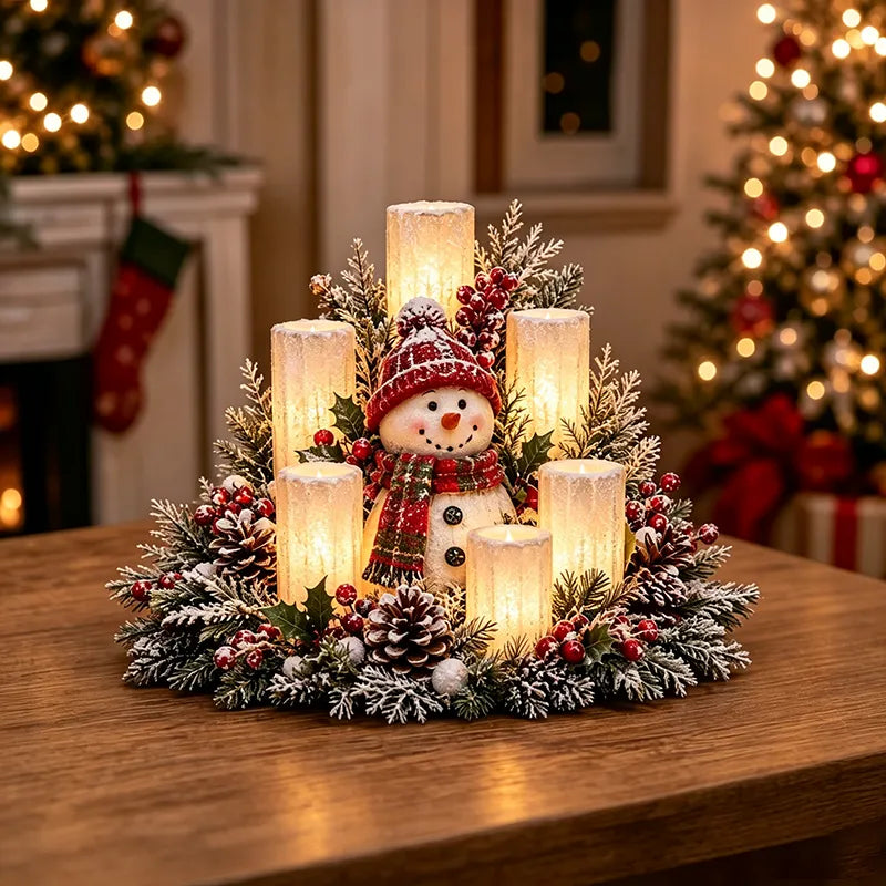 🌲🏆Christmas Lighted Centerpiece with Flameless Candle Glow