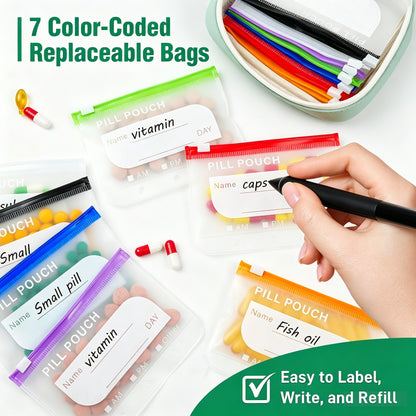 🔥🏆💊 Waterproof Pill Pouch Set – Large Weekly Travel Medicine Organizer