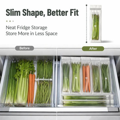 🥬 45/90PCS Reusable Long Food Storage Bags, Double-Zip Seal Freshness Bags for Kitchen
