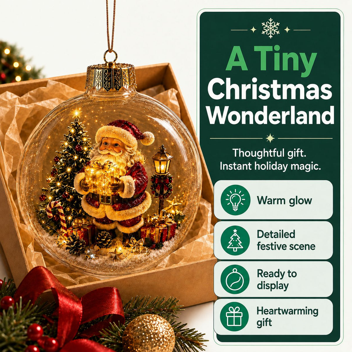 🎄🏆 Light-Up Christmas Diorama Ornament 🔥