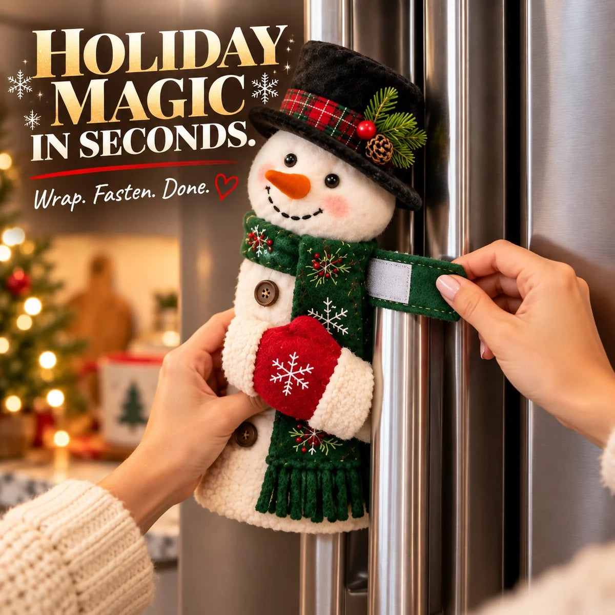 Christmas Santa & Snowman Refrigerator Handle Covers