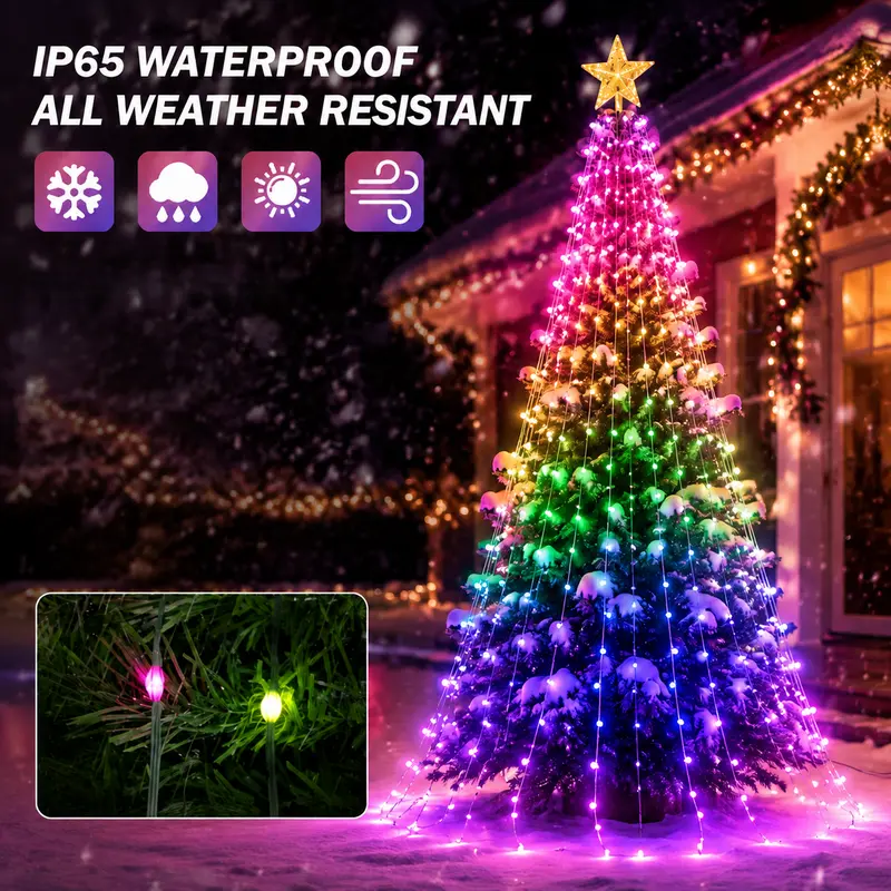 🔥🏆Smart Christmas Tree Lights -Color-Changing Light String with Remote and APP Control
