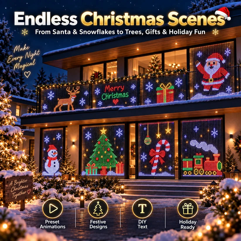 🔥 LAST DAY 51% OFF + FREE SHIPPING – 🎄 Smart RGB Pixel LED Curtain Lights | App-Controlled Light Show