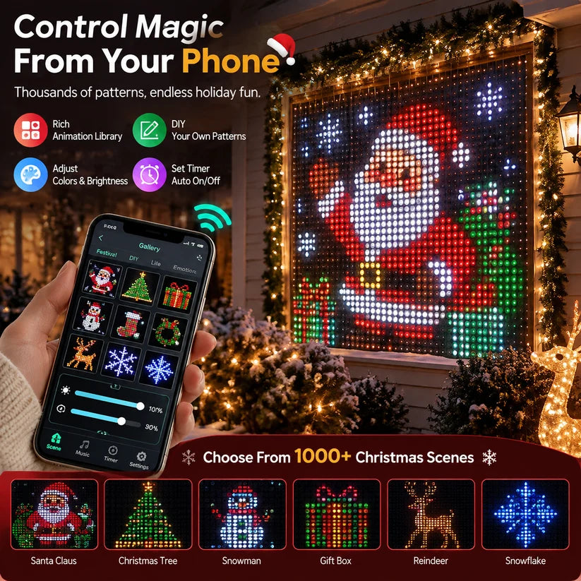 🔥 LAST DAY 51% OFF + FREE SHIPPING – 🎄 Smart RGB Pixel LED Curtain Lights | App-Controlled Light Show