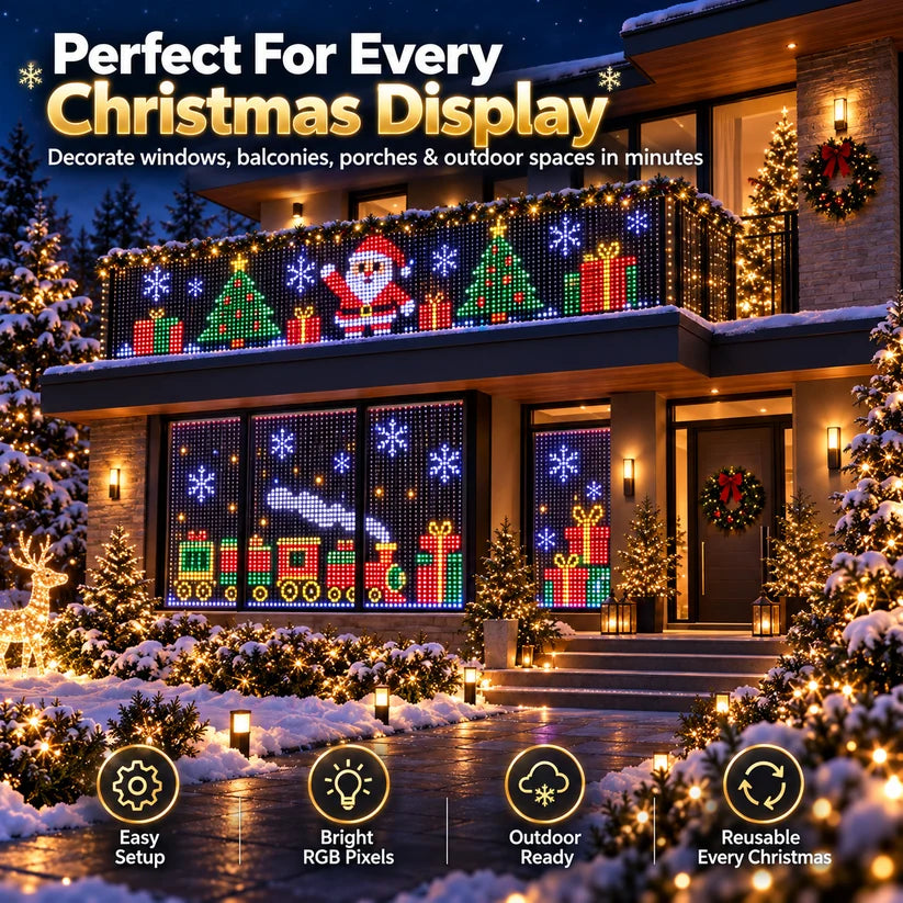 🔥 LAST DAY 51% OFF + FREE SHIPPING – 🎄 Smart RGB Pixel LED Curtain Lights | App-Controlled Light Show