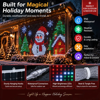 🔥 LAST DAY 51% OFF + FREE SHIPPING – 🎄 Smart RGB Pixel LED Curtain Lights | App-Controlled Light Show