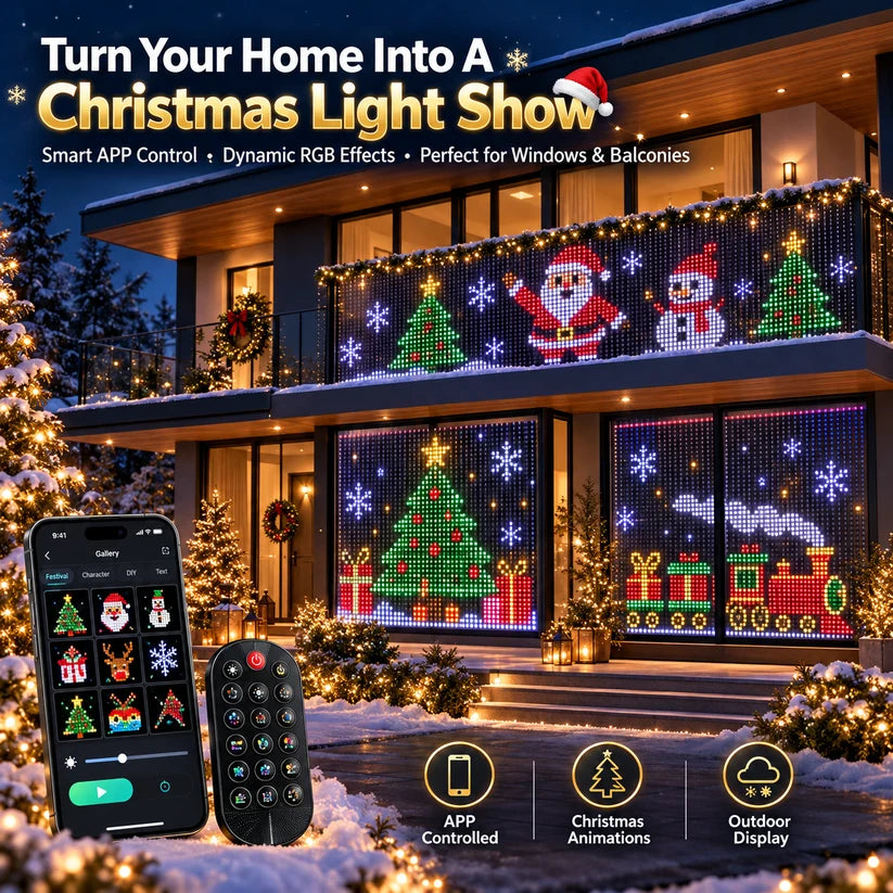 🔥 LAST DAY 51% OFF + FREE SHIPPING – 🎄 Smart RGB Pixel LED Curtain Lights | App-Controlled Light Show