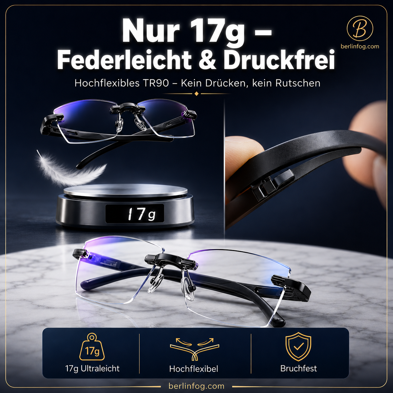 Ultra-Light Rimless Reading Glasses