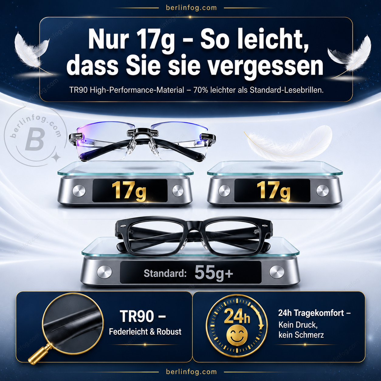 Ultra-Light Rimless Reading Glasses
