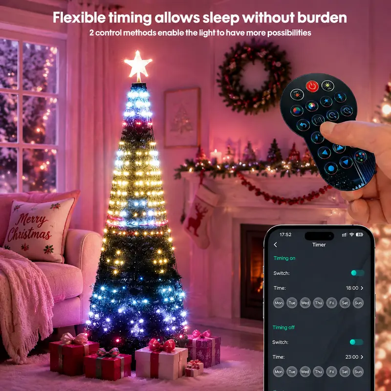🔥🏆Smart Christmas Tree Lights -Color-Changing Light String with Remote and APP Control