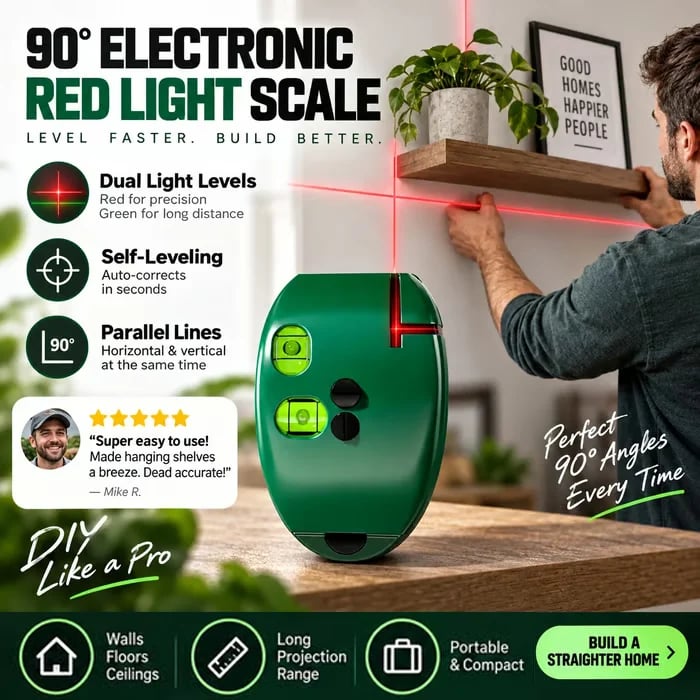 🔥🏆🔧90° Right‑Angle Laser Level Square | Infrared Line Marker for Tiling & DIY Projects