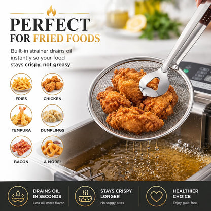 🔥🏆2-in-1 Grip & Drain Frying Strainer Tongs