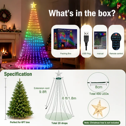 🔥🏆Smart Christmas Tree Lights -Color-Changing Light String with Remote and APP Control