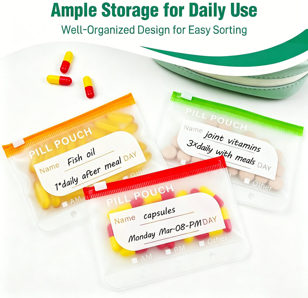 🔥🏆💊 Waterproof Pill Pouch Set – Large Weekly Travel Medicine Organizer