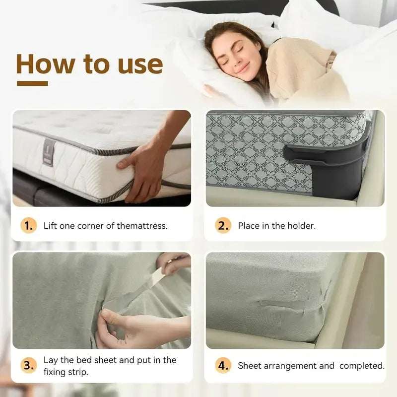 🔥🏆4-Pack Universal Heavy-Duty Bed Sheet Holder Straps No-Slip Peace of Mind