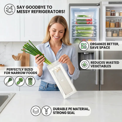 🥬 45/90PCS Reusable Long Food Storage Bags, Double-Zip Seal Freshness Bags for Kitchen