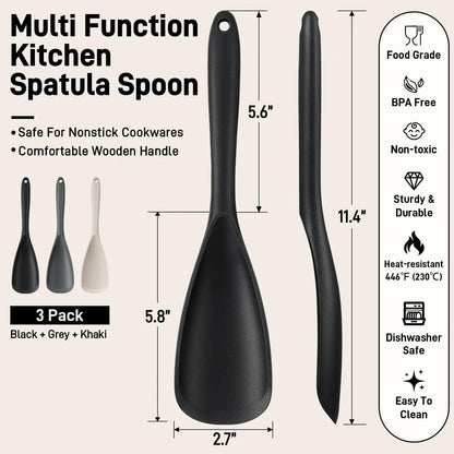 3-Pack Silicone Spoonula Set for Nonstick Cookware