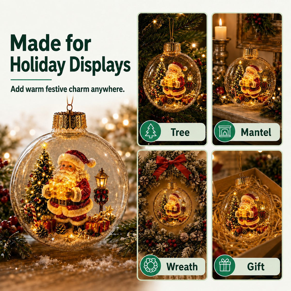 🎄🏆 Light-Up Christmas Diorama Ornament 🔥