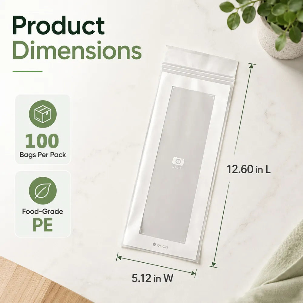 🥬 45/90PCS Reusable Long Food Storage Bags, Double-Zip Seal Freshness Bags for Kitchen
