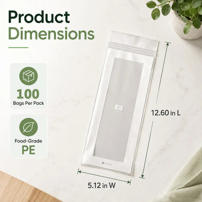 🥬 45/90PCS Reusable Long Food Storage Bags, Double-Zip Seal Freshness Bags for Kitchen
