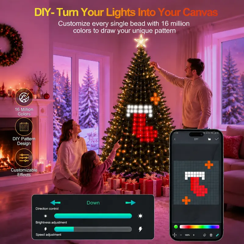 🔥🏆Smart Christmas Tree Lights -Color-Changing Light String with Remote and APP Control