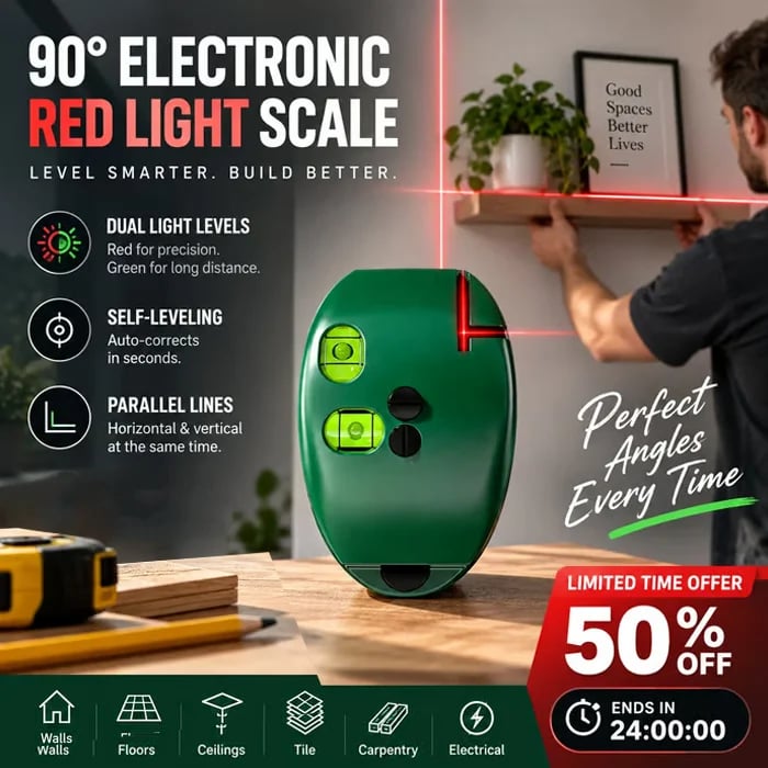 🔥🏆🔧90° Right‑Angle Laser Level Square | Infrared Line Marker for Tiling & DIY Projects