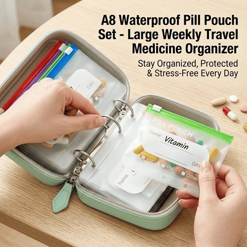 🔥🏆💊 Waterproof Pill Pouch Set – Large Weekly Travel Medicine Organizer
