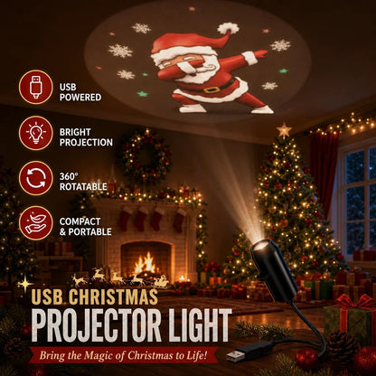 Plug-and-Play Christmas Projector with 10 Festive Scenes