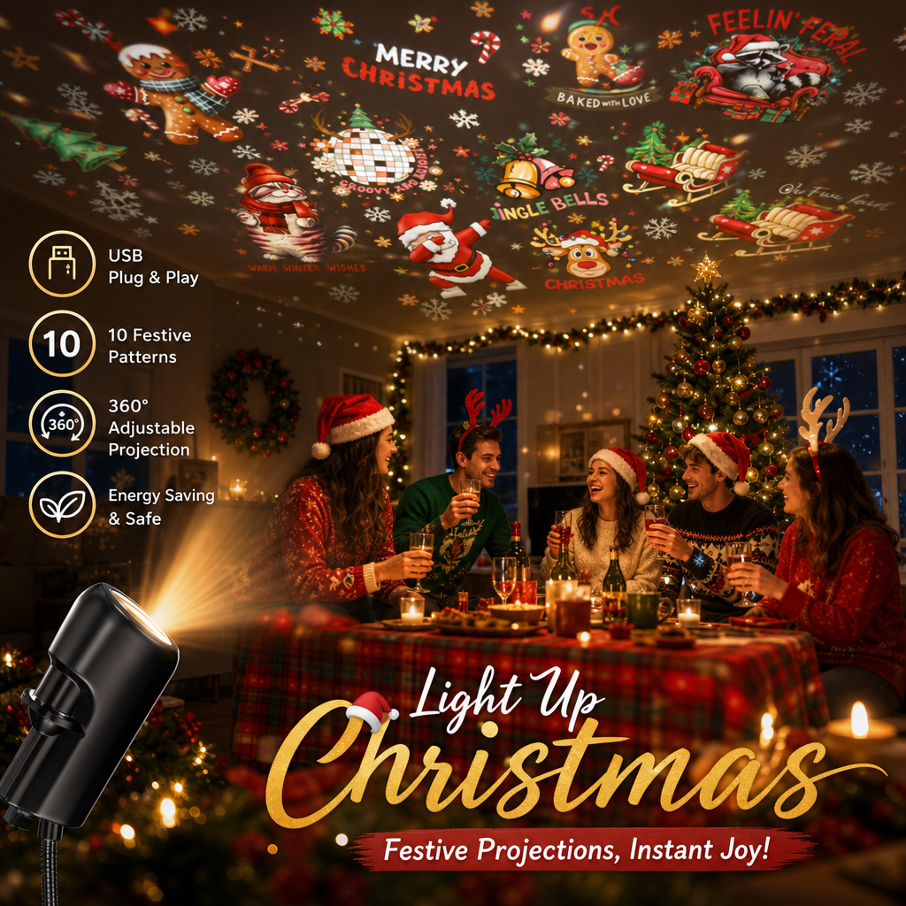 🔥🏆Plug-&-Play HD Star Projector: Halloween 6-Disc Set